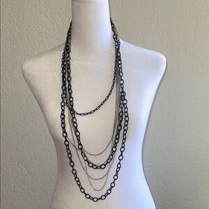 Simply Vera Vera Wang Black Multi-Layer Chain Necklace